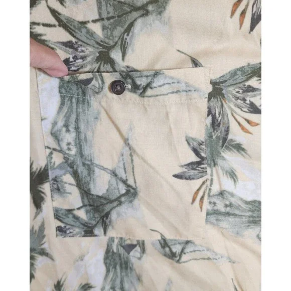 Natural Issue Mens Shirt Beige Floral Hawaiin XL Short Sleeve Button Up - Picture 3 of 16